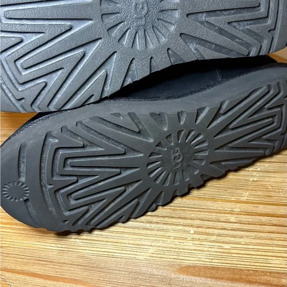 UGG Black Suede Shearling Boots with Button Accent - Picture 9 of 9